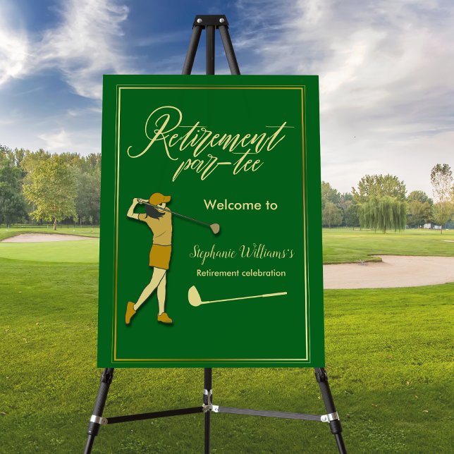 Women Retirement Golf Party Classic Green Golden  Foam Board (Creator Uploaded)