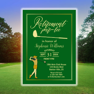 Women Retirement Golf Party Classic Green Golden  Invitation