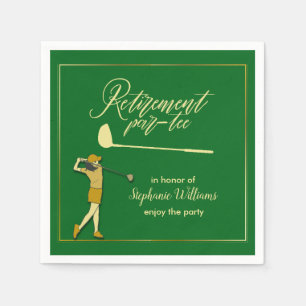Women Retirement Golf Party Classic Green Golden  Napkins