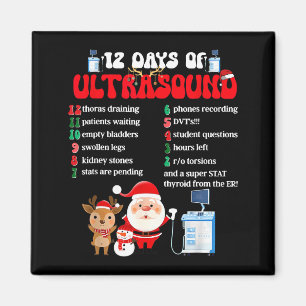 Women Retro 12 Days Of Ultrasound Tech Christmas S Magnet