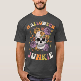 Women Retro Groovy Spooky Hippy Halloween Floral S T-Shirt