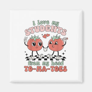 Women Retro I Love My Students Valentine Teacher L Magnet