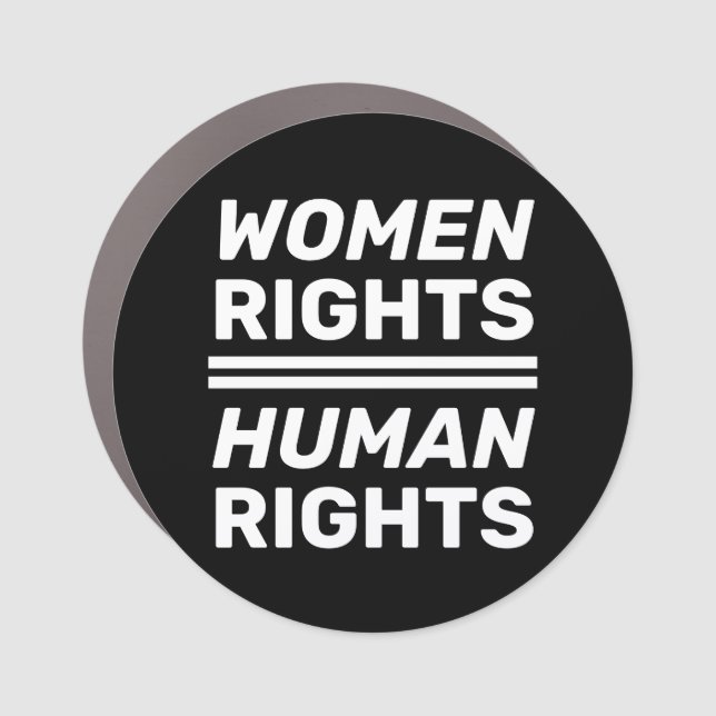 Women rights equal human rights black & white  car magnet (Front)