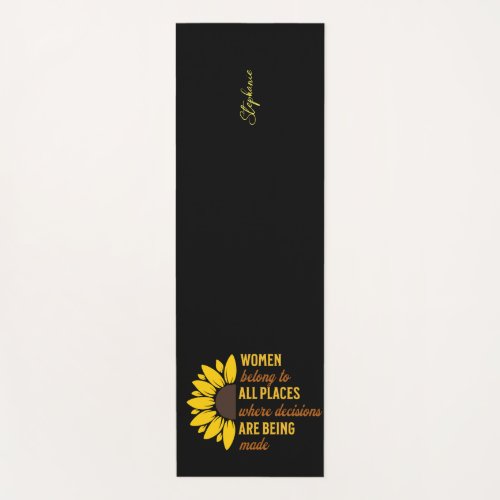 Women Rights Ruth Bader Sunflower Black Meditation Yoga Mat