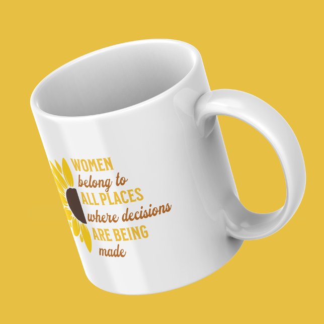 Women Rights Ruth Bader Sunflower Trendy Modern Two-Tone Coffee Mug (Creator Uploaded)