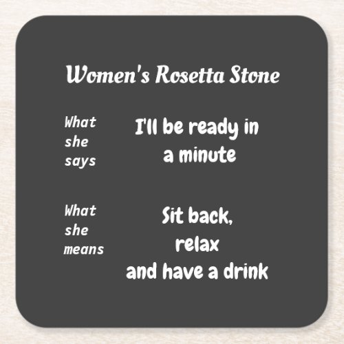 Women Rosetta Stone humor females interpretation Square Paper Coaster