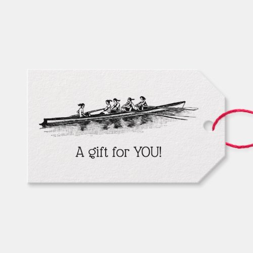 Women Rowing Rowers Crew Team Water Sports Black Gift Tags