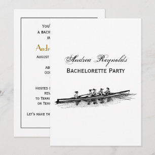 Women Rowing Rowers Crew Team Water Sports Black Invitation