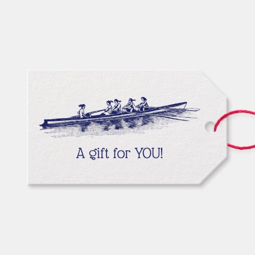 Women Rowing Rowers Crew Team Water Sports Blue Gift Tags