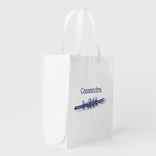 Women Rowing Rowers Crew Team Water Sports Blue Grocery Bag