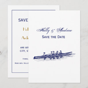 Women Rowing Rowers Crew Team Water Sports Blue Invitation