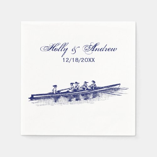 Women Rowing Rowers Crew Team Water Sports Blue Napkins
