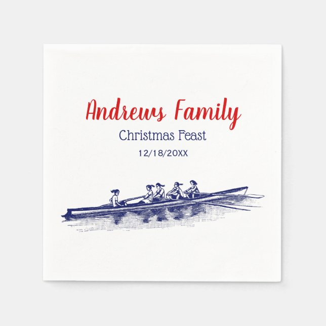 Women Rowing Rowers Crew Team Water Sports Blue Napkins (Front)