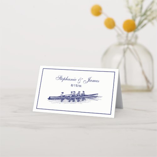 Women Rowing Rowers Crew Team Water Sports Blue Place Card