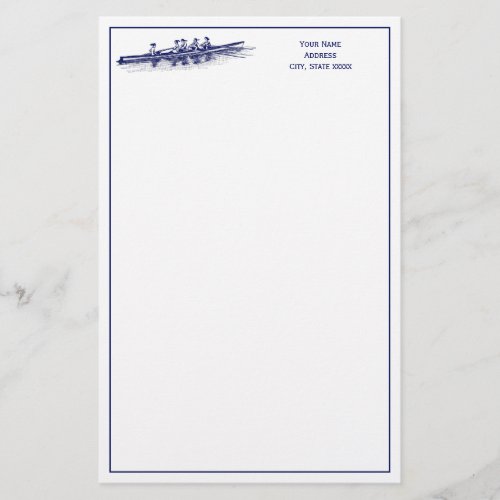 Women Rowing Rowers Crew Team Water Sports Blue Stationery