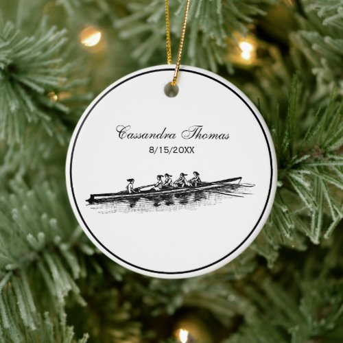 Women Rowing Rowers Crew Team Water Sports Ceramic Ornament