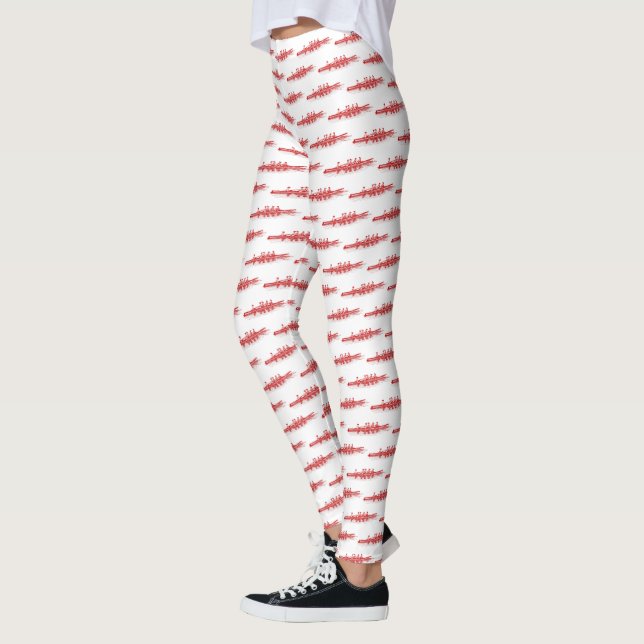 Women Rowing Rowers Crew Team Water Sports Red Leggings (Left)