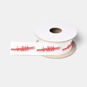 Women Rowing Rowers Crew Team Water Sports Red Satin Ribbon