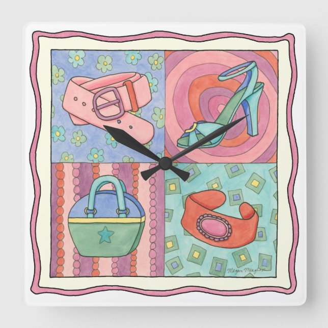 Women’s Accessories by Chariklia Zarris Square Wall Clock (Front)