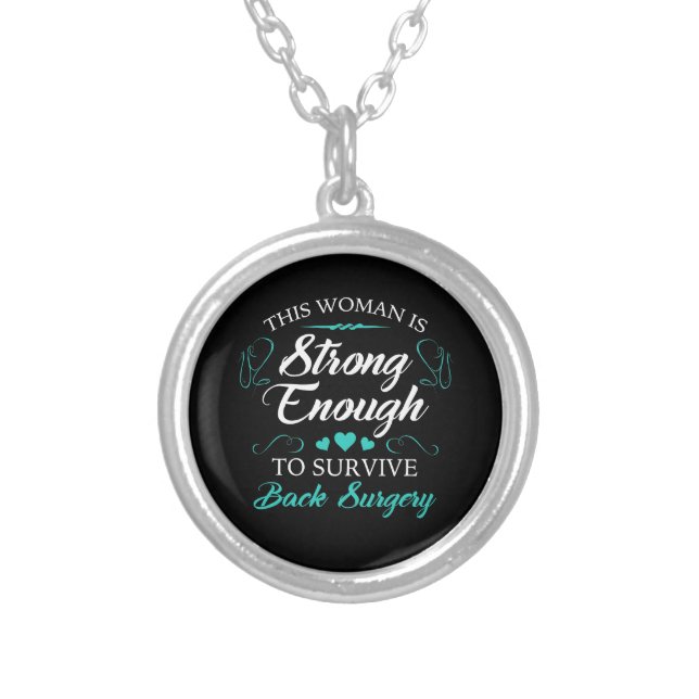 Women’s Back Surgery Recovery Silver Plated Necklace (Front)
