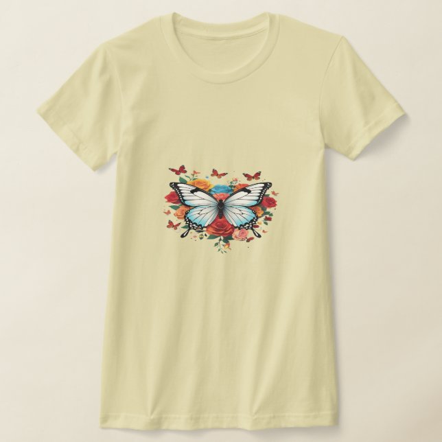 Women’s Butterfly Print Short Sleeve T-Shirt (Laydown)