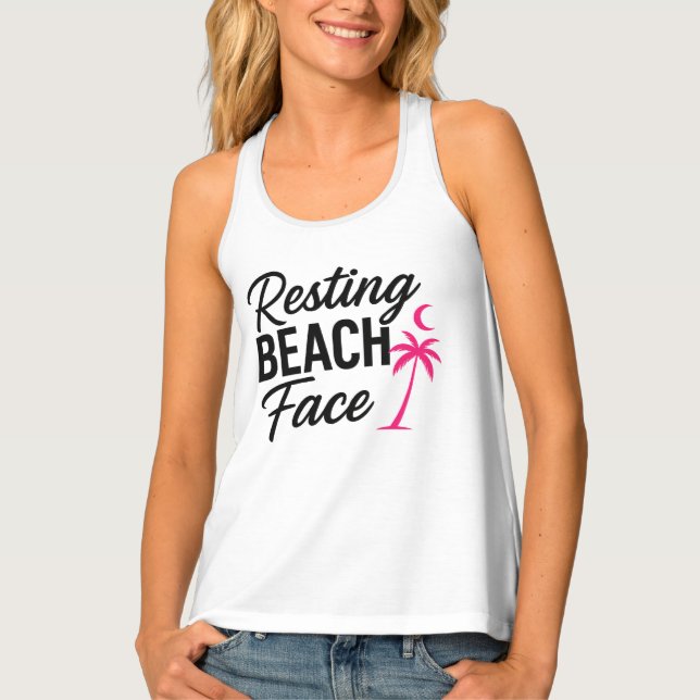 Women’s Casual Tank Top – Fun Beach Vibes Shirt  (Front)