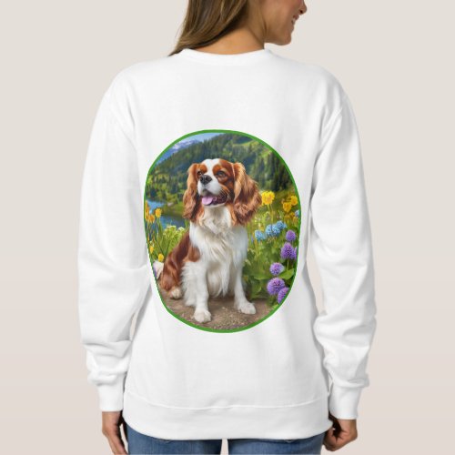 Womens Cavalier Cute Dog Sweatshirt Hershey Pup