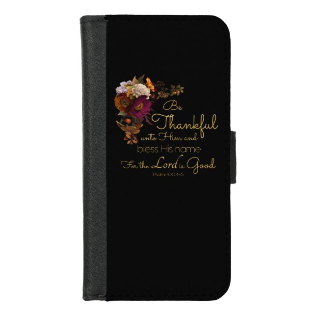 Women’s Christian Bible Faith Verse: Be Thankful iPhone Wallet Case (Front)