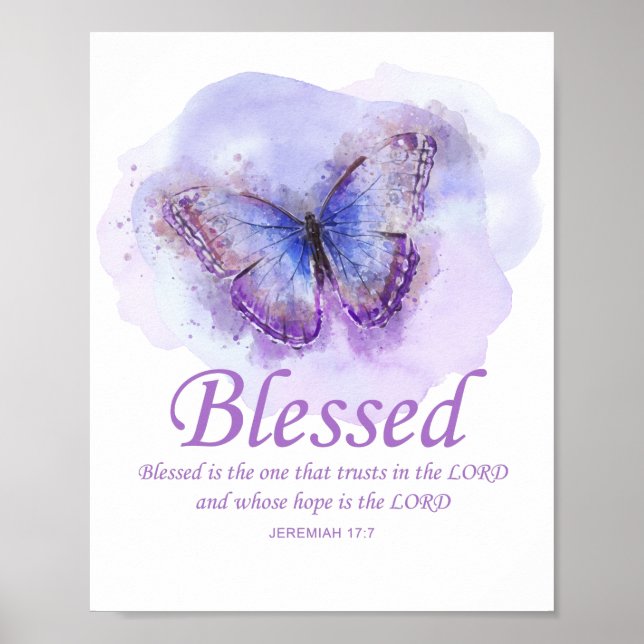 Women’s Christian Butterfly Bible Verse: Blessed Poster (Front)