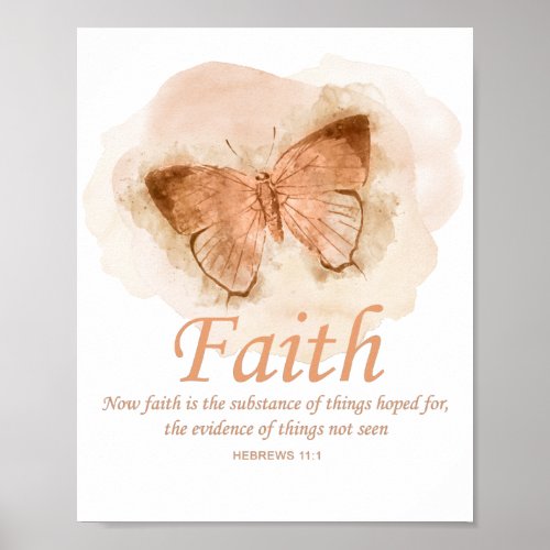 Womens Christian Butterfly Bible Verse Faith Poster