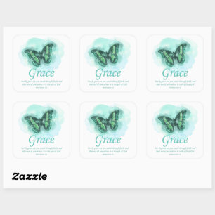Women’s Christian Butterfly Bible Verse: Grace Square Sticker
