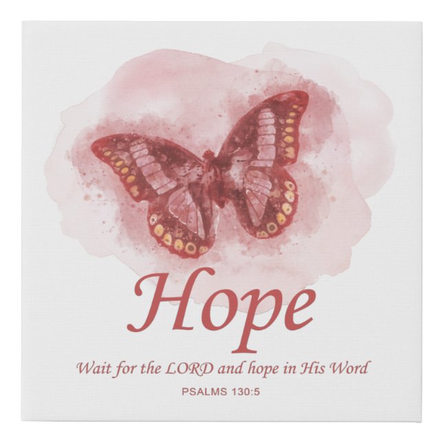 Women’s Christian Butterfly Bible Verse: Hope Faux Canvas Print (Front)