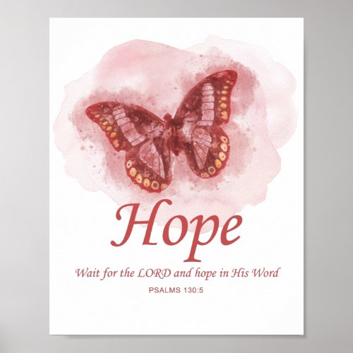 Womens Christian Butterfly Bible Verse Hope Poster