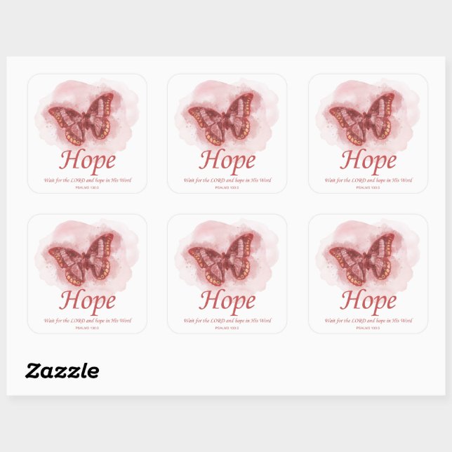 Women’s Christian Butterfly Bible Verse: Hope Square Sticker (Sheet)