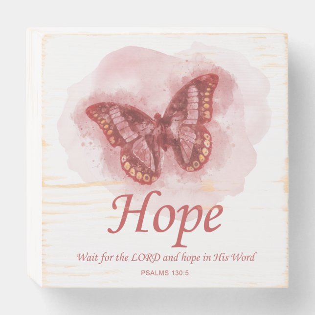 Women’s Christian Butterfly Bible Verse: Hope  Wooden Box Sign (Front Horizontal)