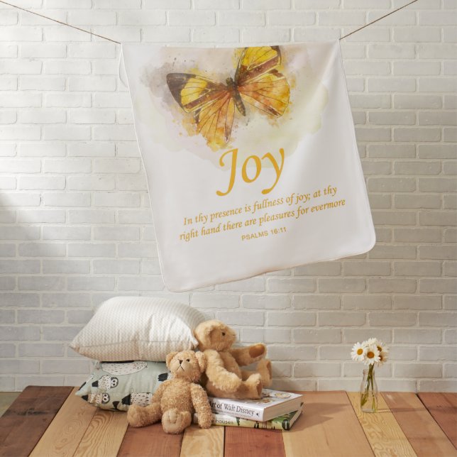 Women’s Christian Butterfly Bible Verse: Joy Baby Blanket (In Situ)