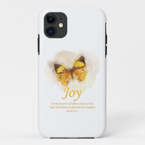 Womens Christian Butterfly Bible Verse Joy iPhone 11 Case