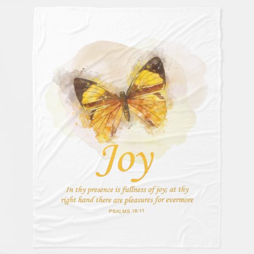 Womens Christian Butterfly Bible Verse Joy  Fleece Blanket