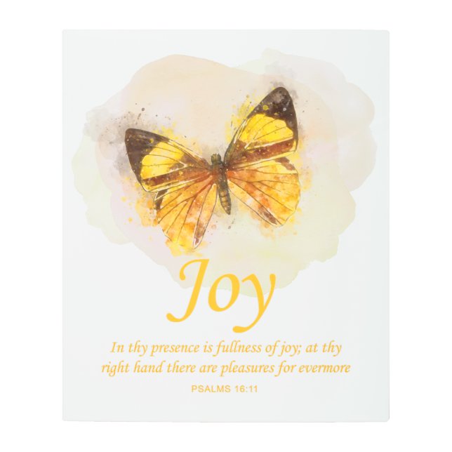 Women’s Christian Butterfly Bible Verse: Joy Metal Print (Front)