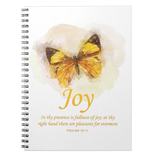 Womens Christian Butterfly Bible Verse Joy Notebook