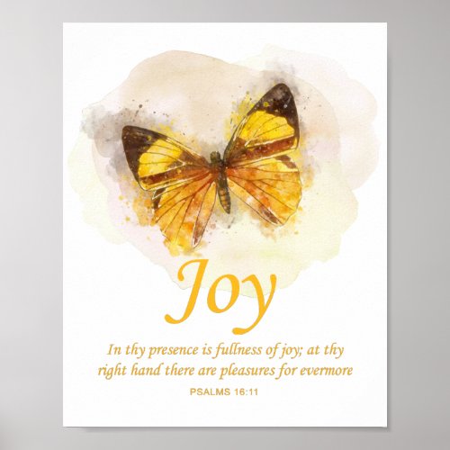 Womens Christian Butterfly Bible Verse Joy Poster