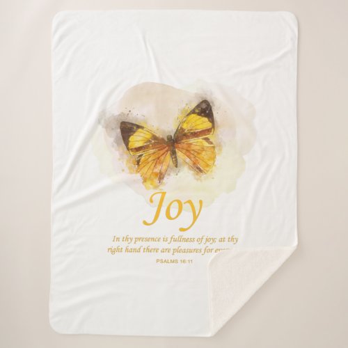 Womens Christian Butterfly Bible Verse Joy  Sherpa Blanket