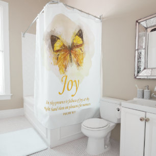 Women’s Christian Butterfly Bible Verse: Joy Shower Curtain
