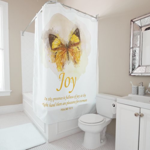 Womens Christian Butterfly Bible Verse Joy  Shower Curtain