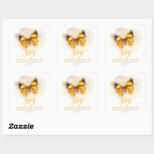 Womens Christian Butterfly Bible Verse Joy Square Sticker