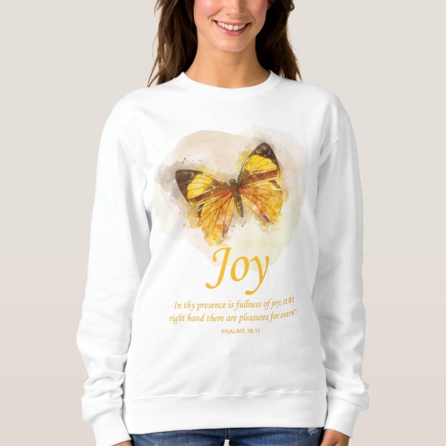 Women’s Christian Butterfly Bible Verse: Joy Sweatshirt (Front)
