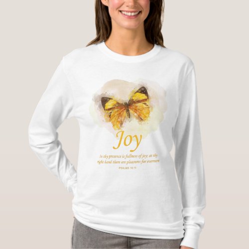 Womens Christian Butterfly Bible Verse Joy T_Shirt