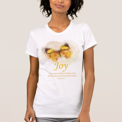 Womens Christian Butterfly Bible Verse Joy T_Shirt