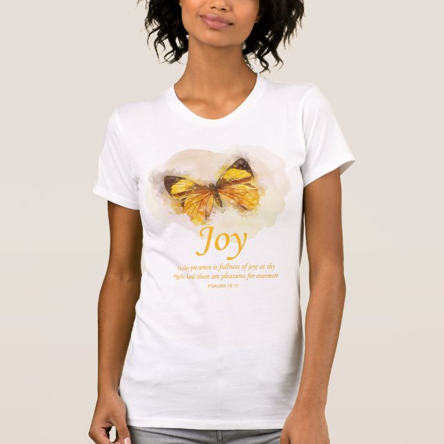 Women’s Christian Butterfly Bible Verse: Joy T-Shirt (Front)