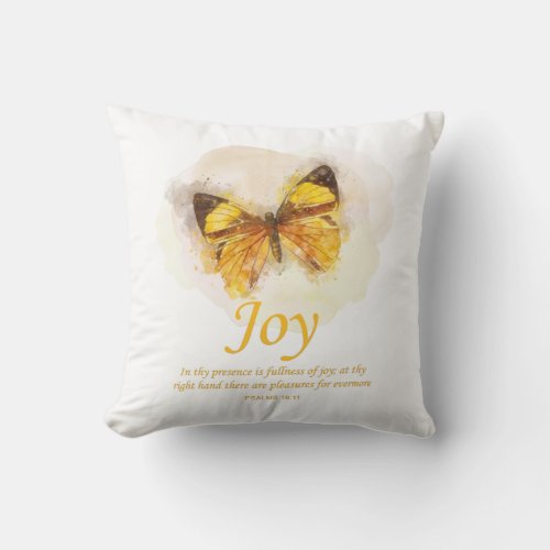 Womens Christian Butterfly Bible Verse Joy Throw Pillow
